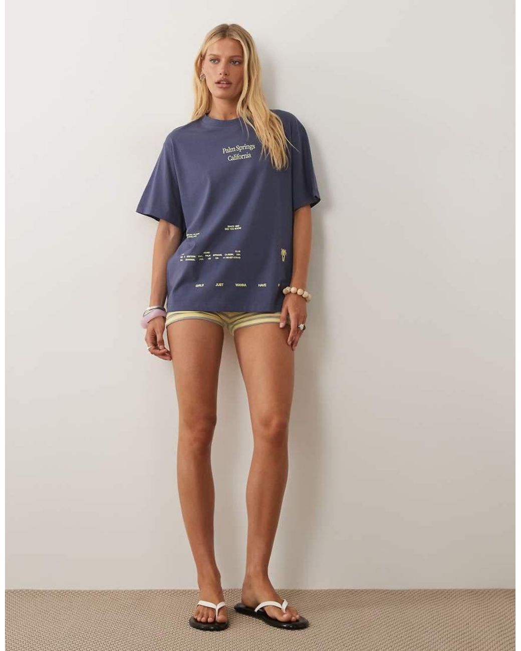 ASOS Blue Oversized T-shirt With Palm Springs Graphic
