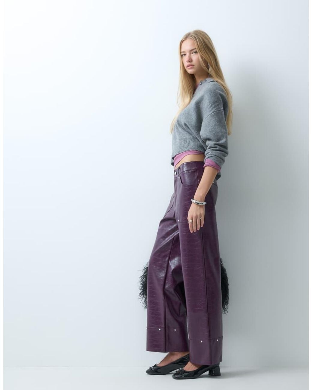 laagam Blue Elwyn Textured Wide Leg Pants