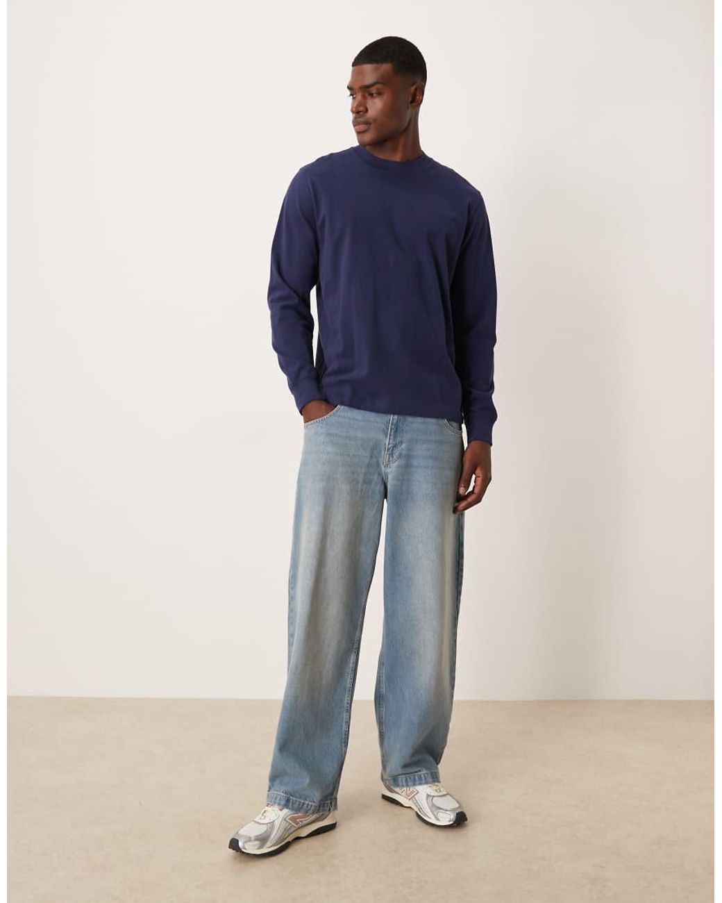 Abercrombie & Fitch Blue Premium Heavyweight Long Sleeve T-Shirt for men