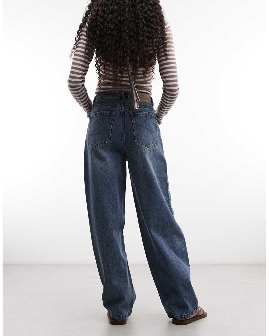 Dime Blue baggy Fit Logo Patch Jeans