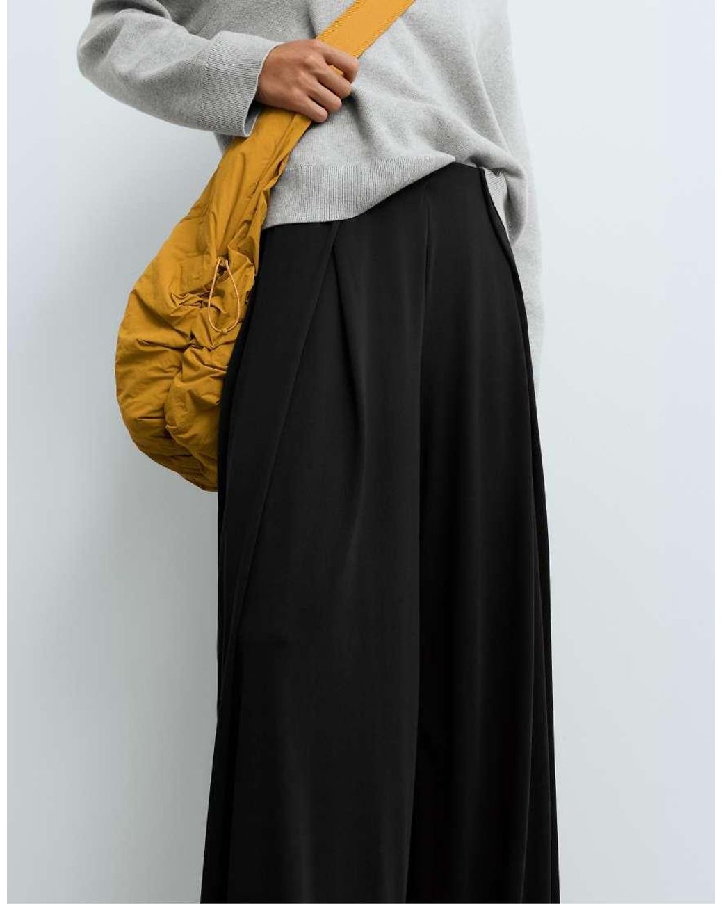Oysho White Modal Blend Straight-Leg Trousers With Side Pleat