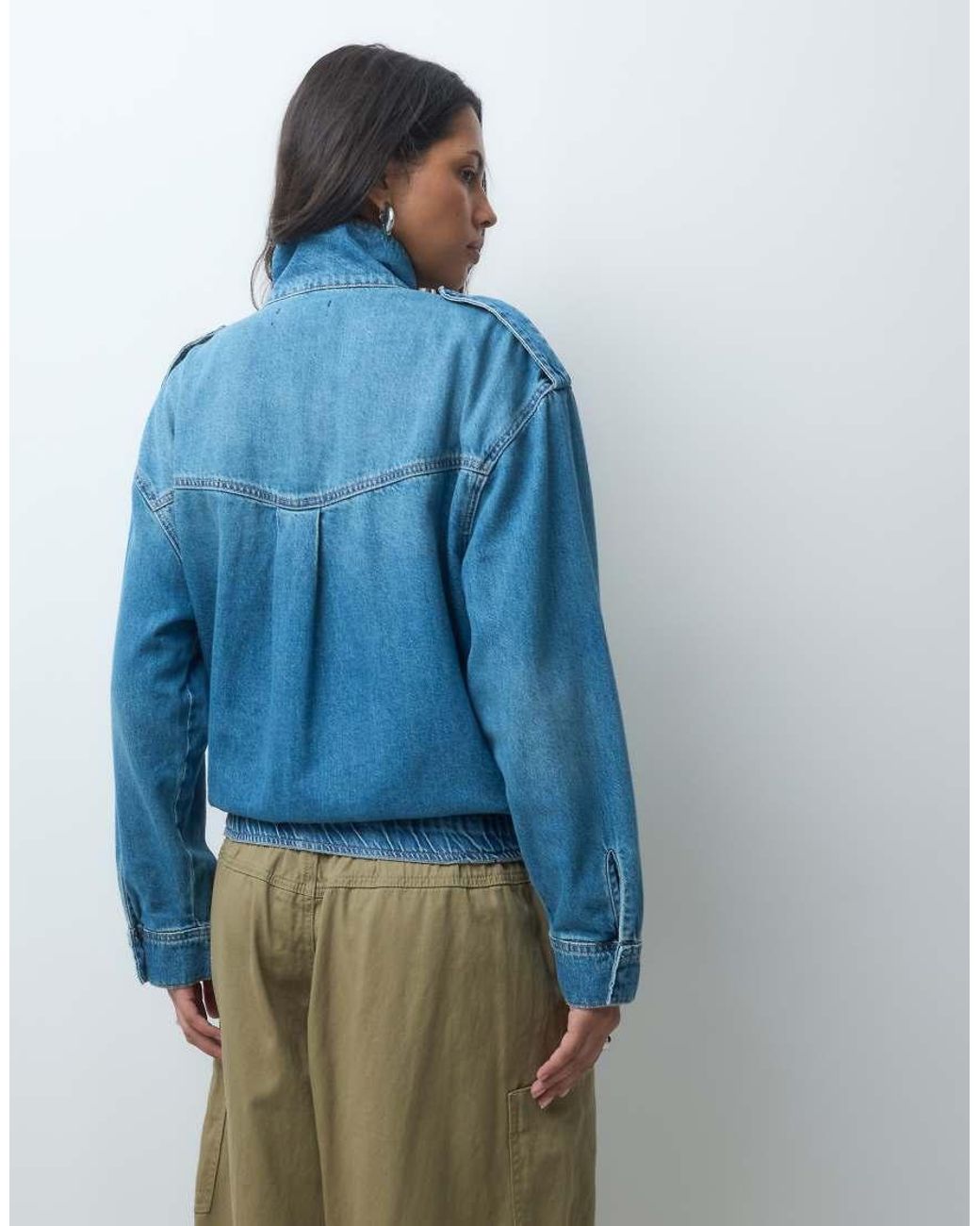 ASOS Blue Funnel Neck Bubble Hem Jacket Co-Ord