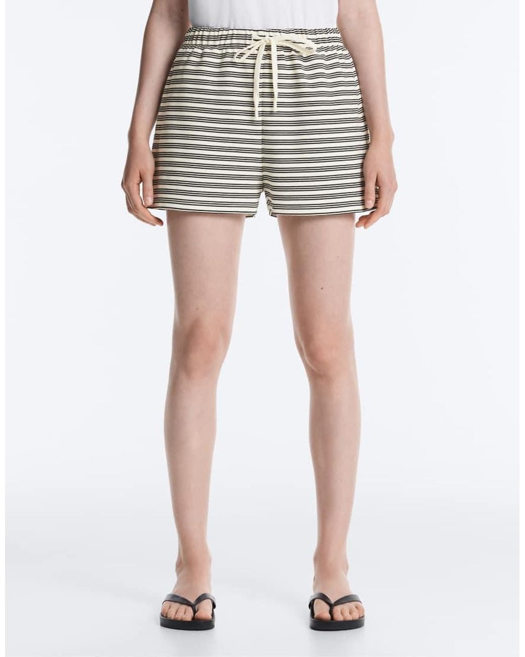 Oysho Gray Striped Cotton Shorts