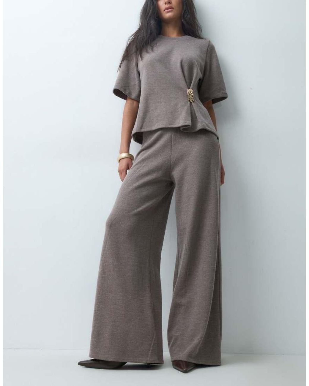ASOS Gray Supersoft Wide Leg Co-Ord Trouser