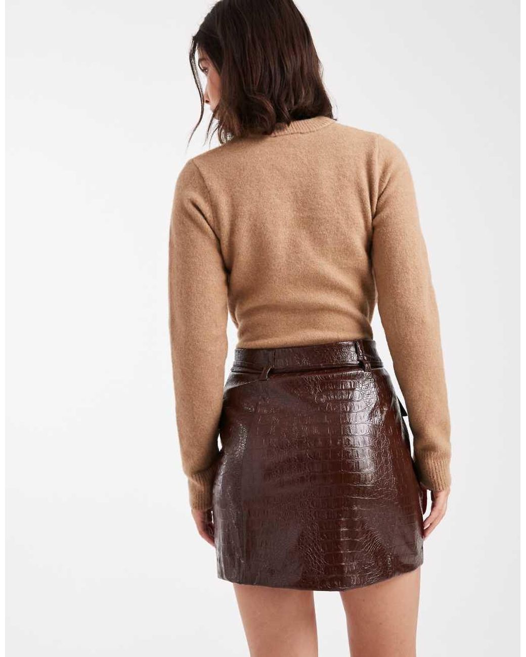 Miss Selfridge Brown Utility Mini Skirt