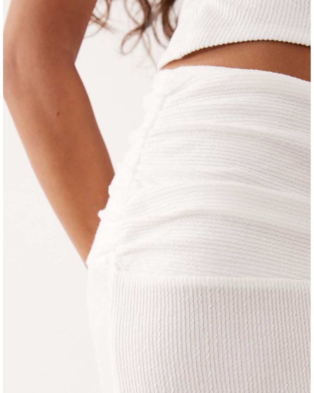 ASOS Natural Co-ord Textured Rib Column Maxi Skirt