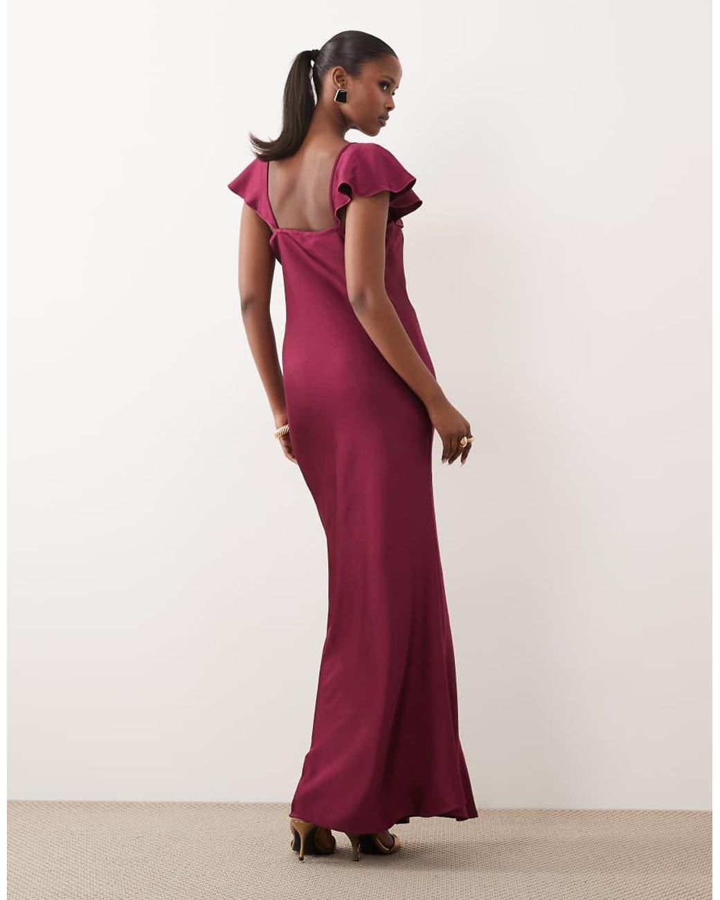 Vero Moda Red Cap Sleeve Rose Detail Maxi Dress