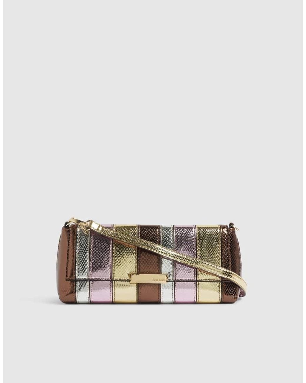 River Island Multicolor Metallic Bar Flap Front Clutch Bag