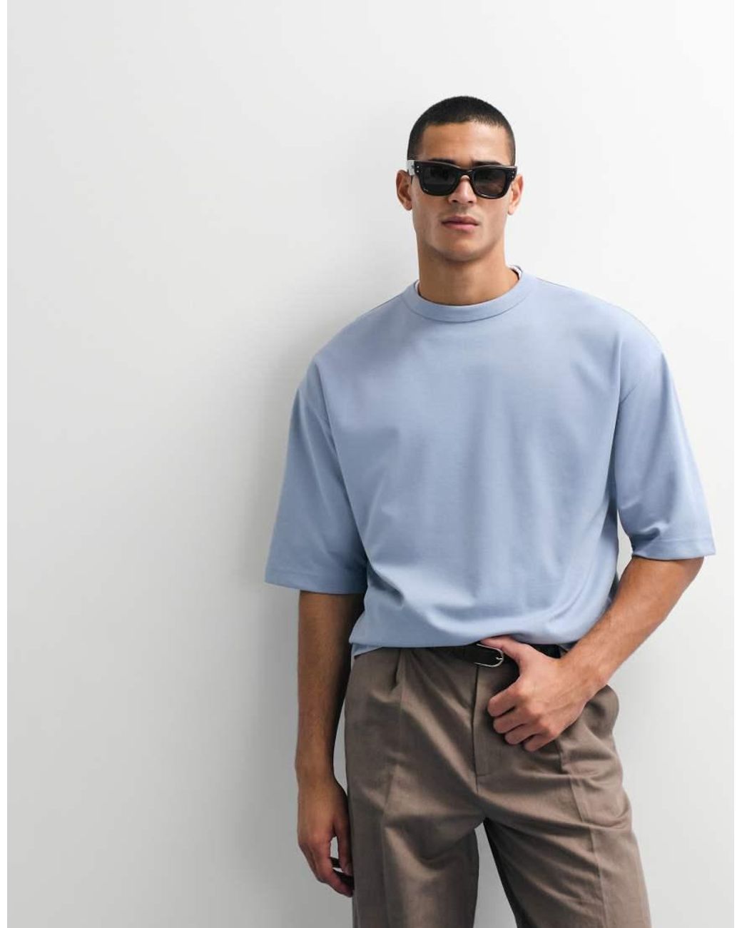 ASOS Blue Breathemaxtm Heavyweight Oversized Half Sleeve T-shirt for men