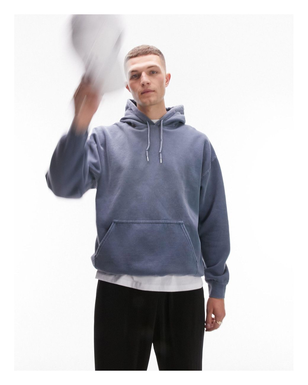 TOPMAN Vintage Wash Oversized Hoodie in Blue for Men Lyst UK