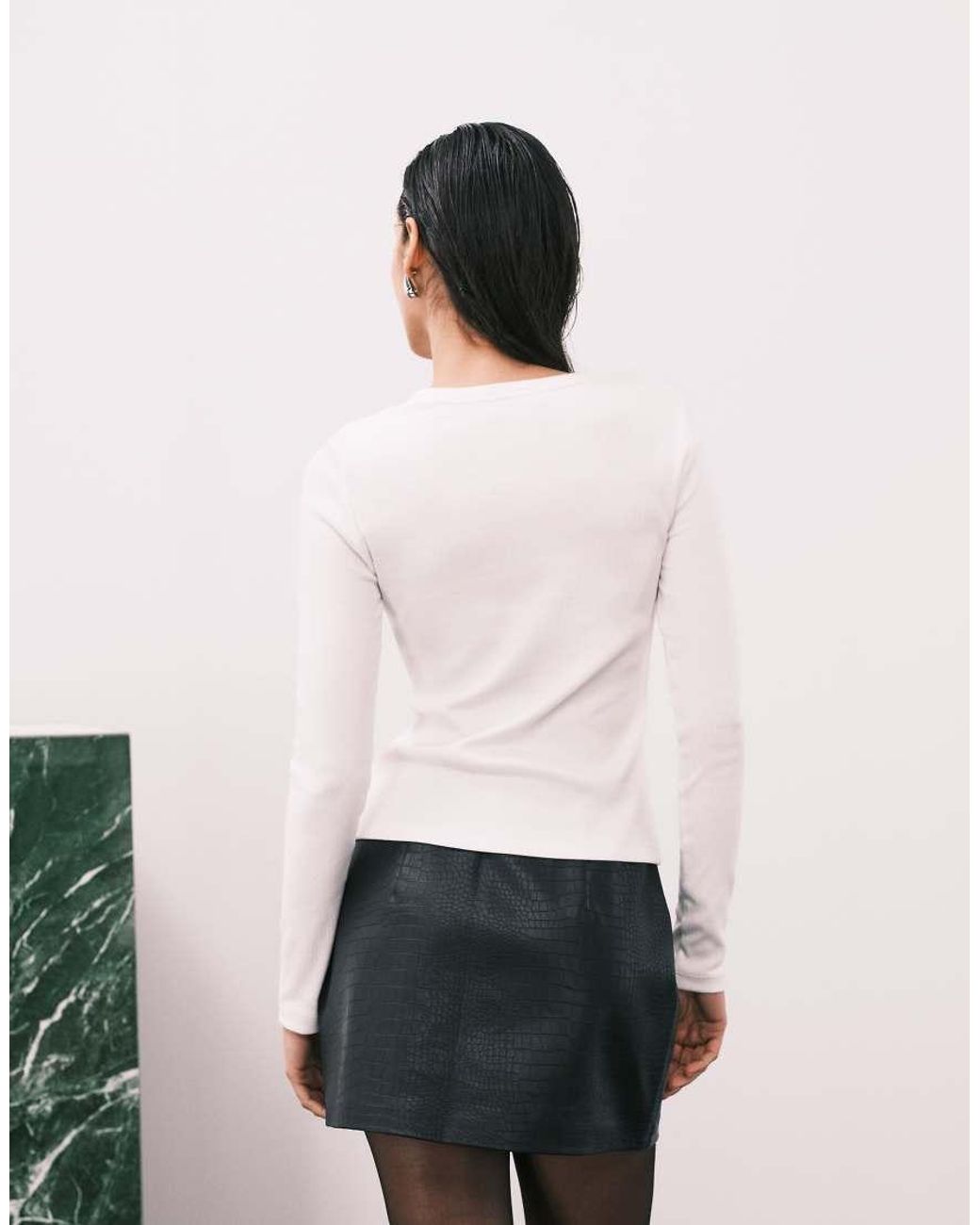 Calvin Klein White Woven Label Slim Fit Top