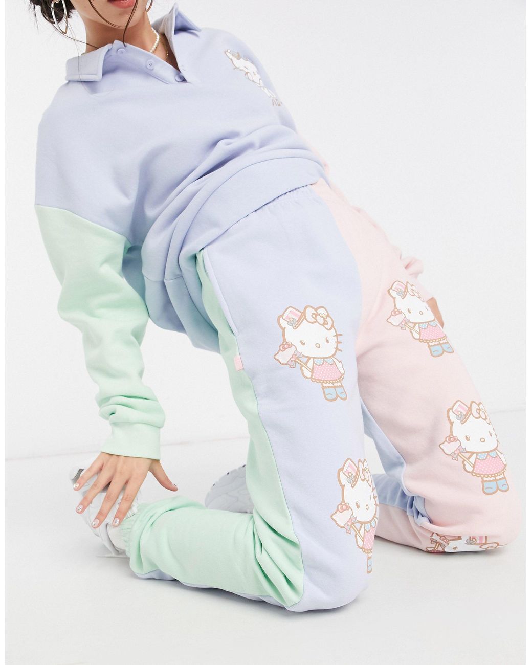 New Girl Order X Hello Kitty - Ruimvallende joggingbroek Met Kleurvlakken  Met Naaddetail, Combi-set | Lyst NL