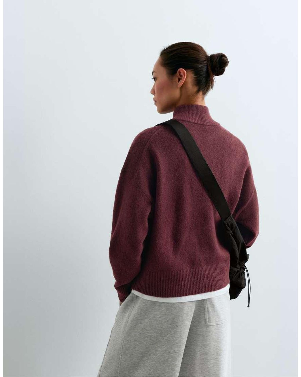 Oysho Red High-neck Jumper With Half Zip