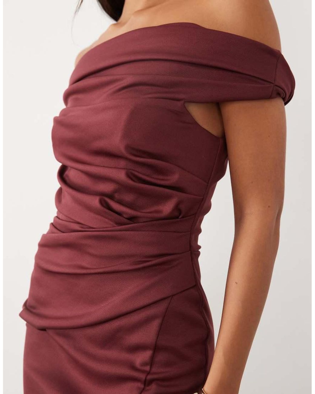 ASOS Pink Twist Bardot Bodycon Midi Dress