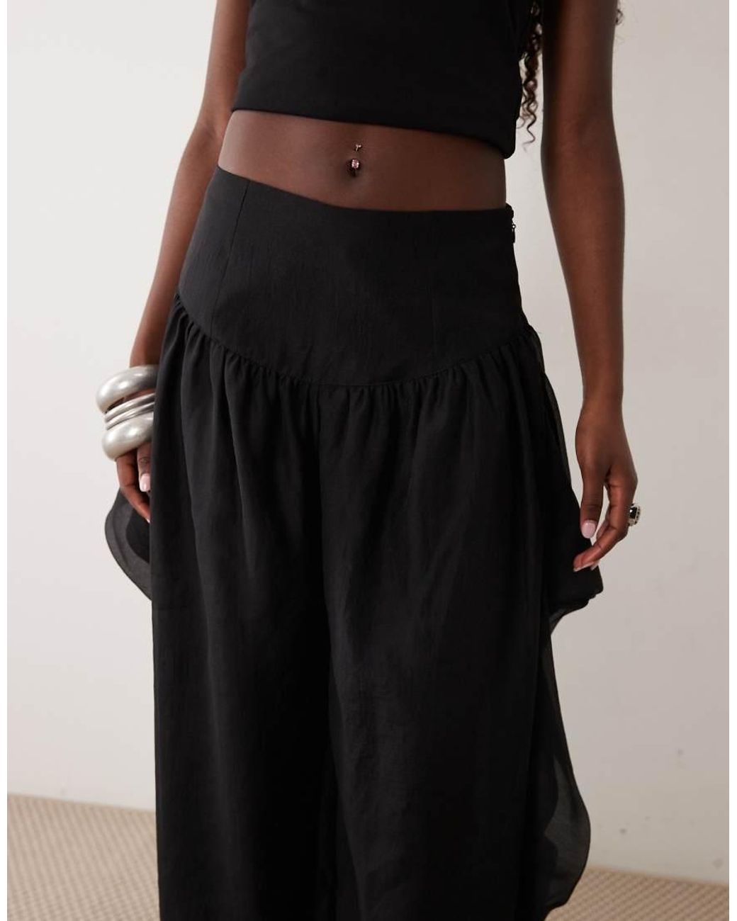 ASOS Black Tailored Waterfall Detail Balloon Trouser