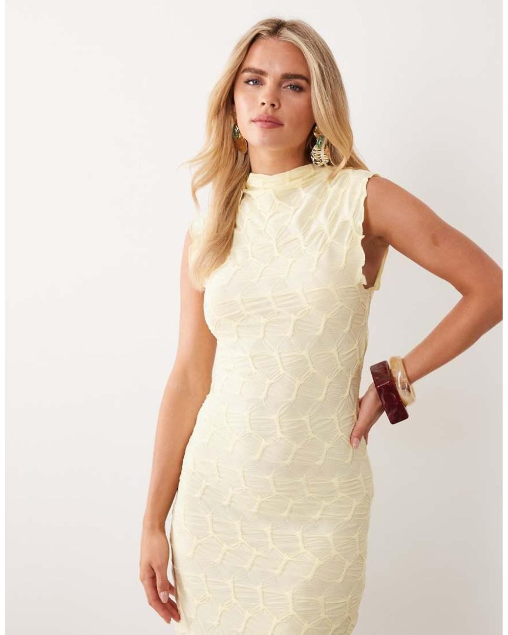 Vila White Textured Jersey Maxi Dress