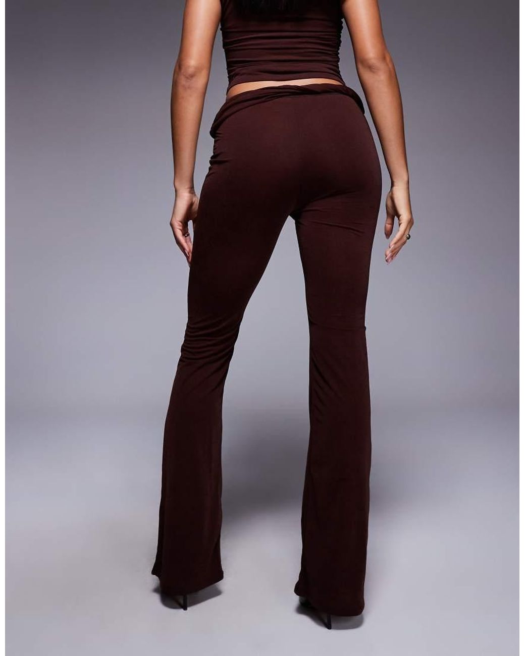 ASOS Purple Mix & Match Twisted Waist Flare Pants