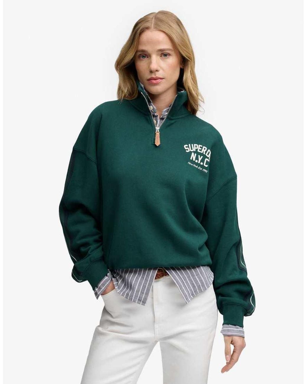 Superdry Green Country Club Appliqué Half Zip