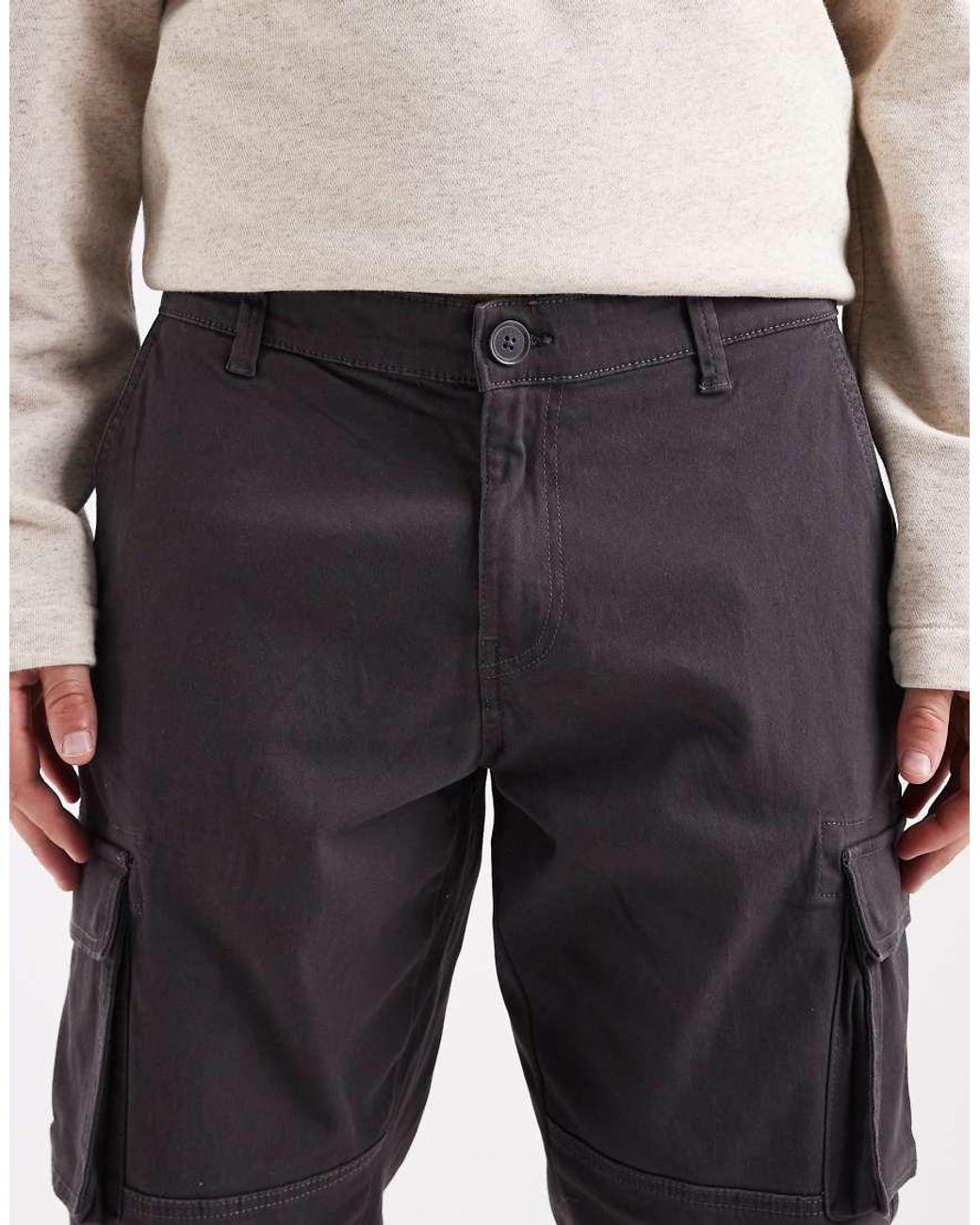 Only & Sons White Tapered Fit Cargo With Cuffed Bottom for men