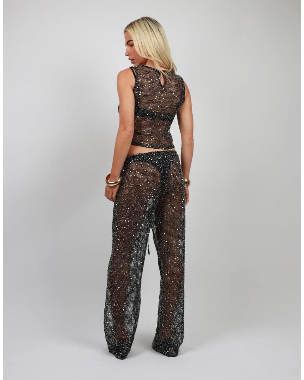 SIMMI Blue Sequin Beach Tank Top