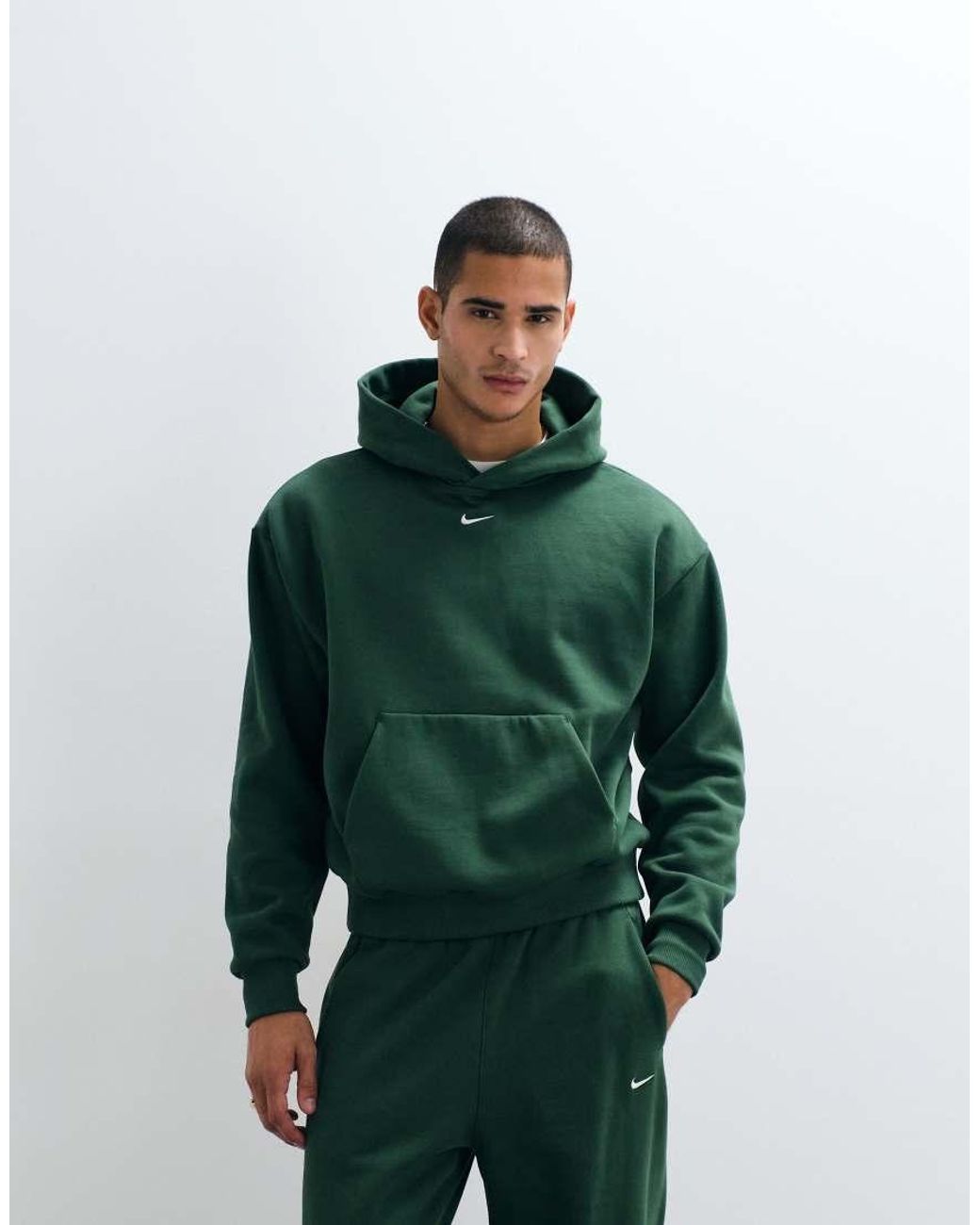 Nike Green Solo Fleece Oversized Fleece Hoodie for men