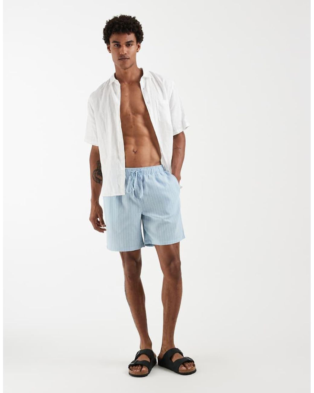 South Beach White Linen-look Shorts for men