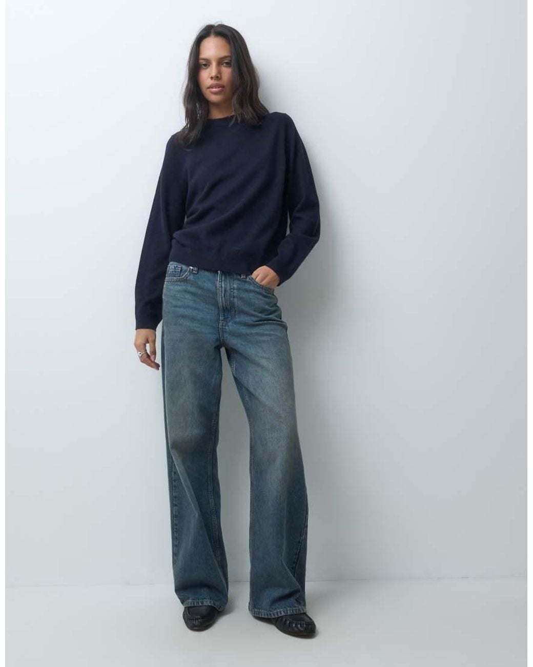 ASOS Blue Premium 100% Merino Wool Crew Neck Jumper