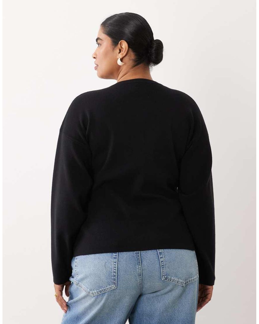 ASOS Black Asos Design Curve Structured Cardigan With Faux Leather Buttons
