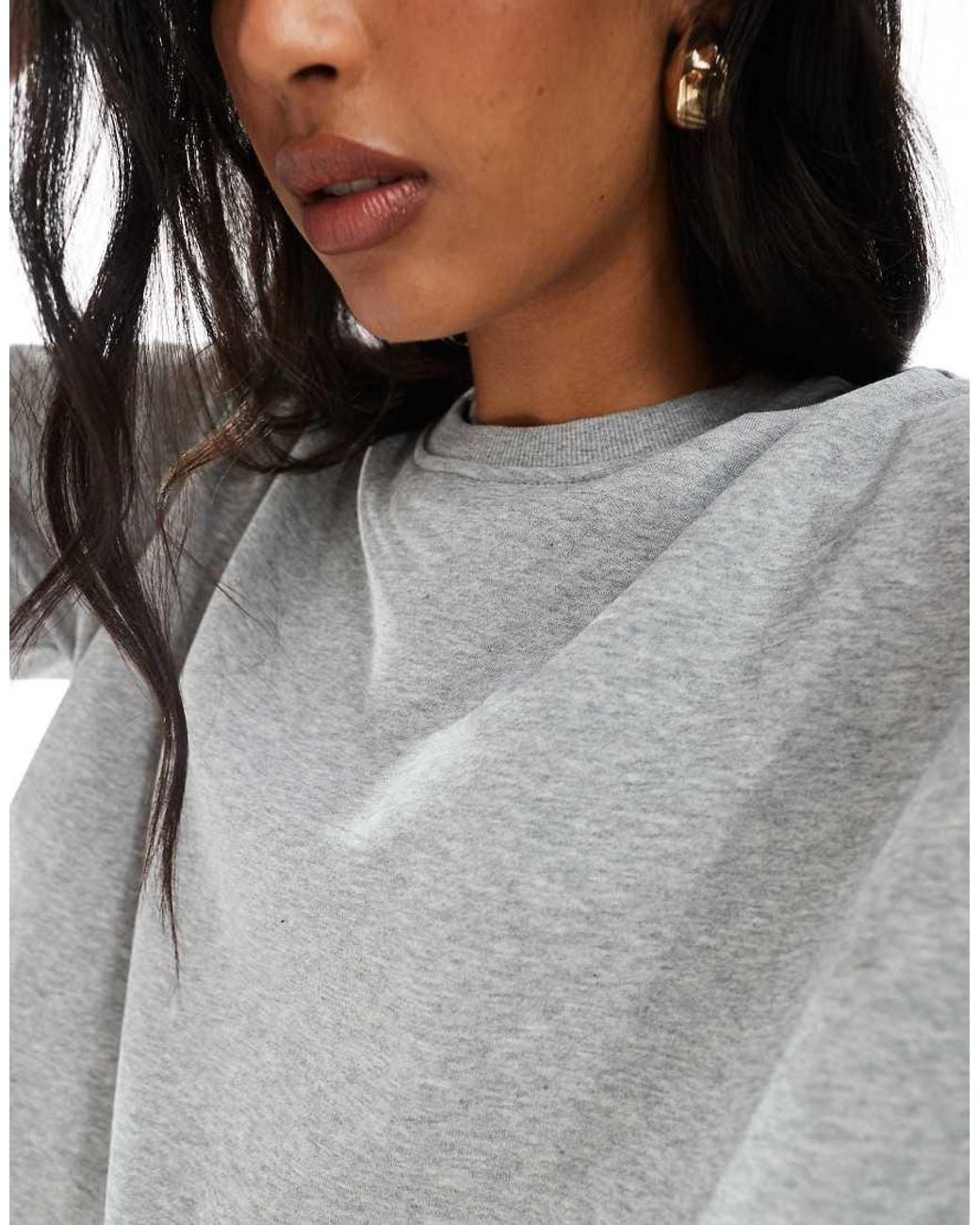 Pieces Gray Boxy Sweat T-shirt