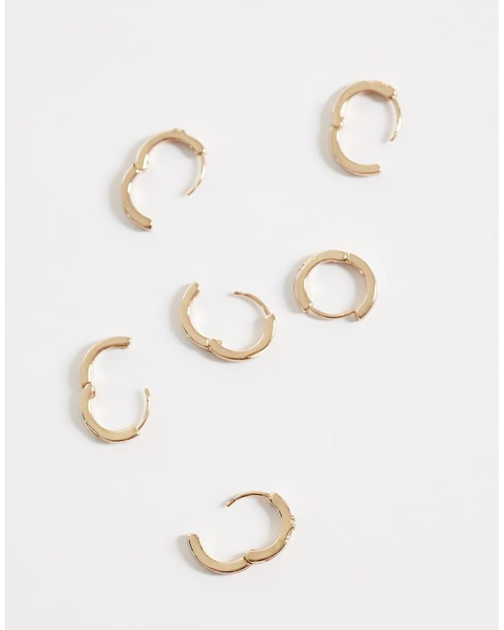 Pieces White 3 Pack Embellished Small Chunky Hoop Earrings