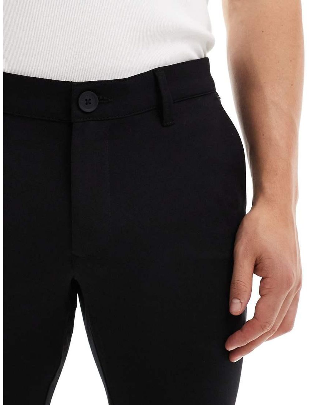 Only & Sons Black Slim Tapered Fit Trousers for men
