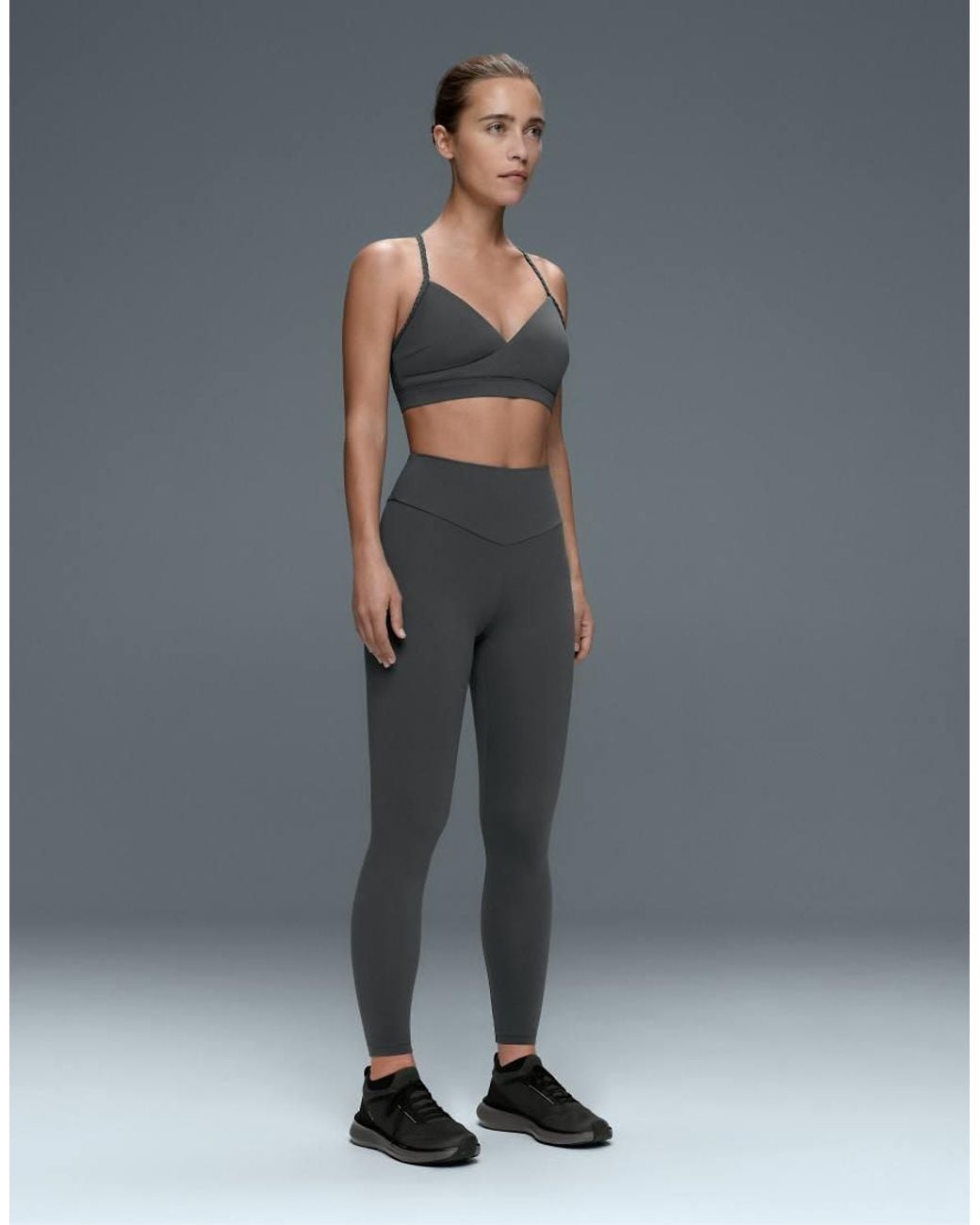 Oysho Gray Comfortlux Medium Support Braided Sports Bra