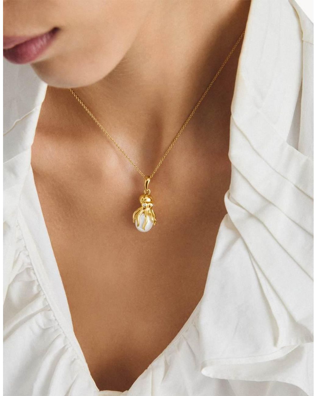 Thomas Sabo Metallic Pendant Octopus With Pearl