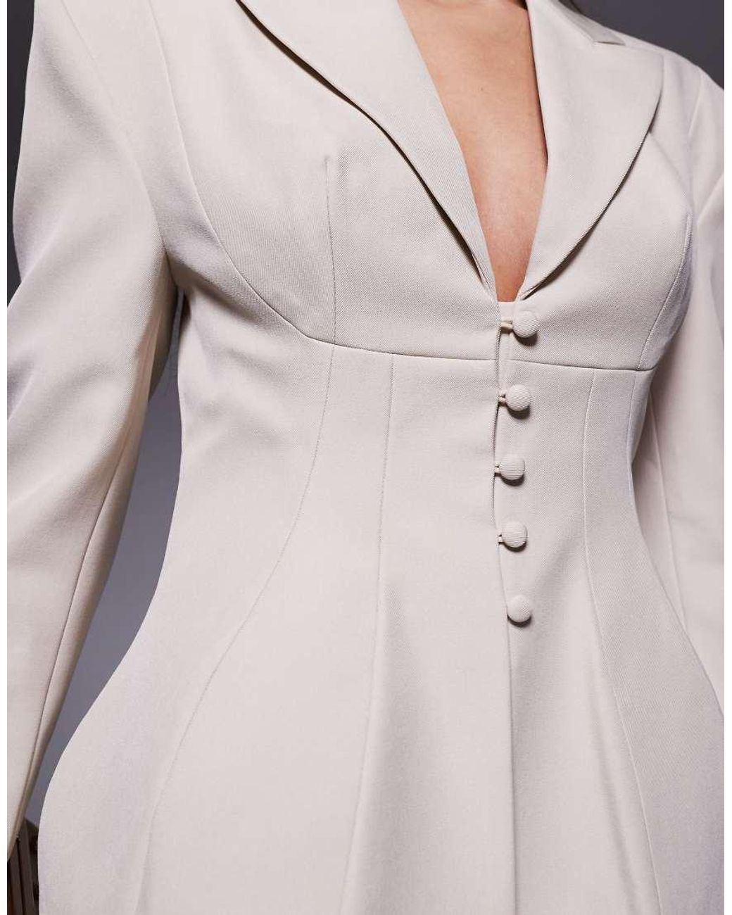 ASOS Gray Co-ord Cinched Waisted Tailored Blazer With Button Detail