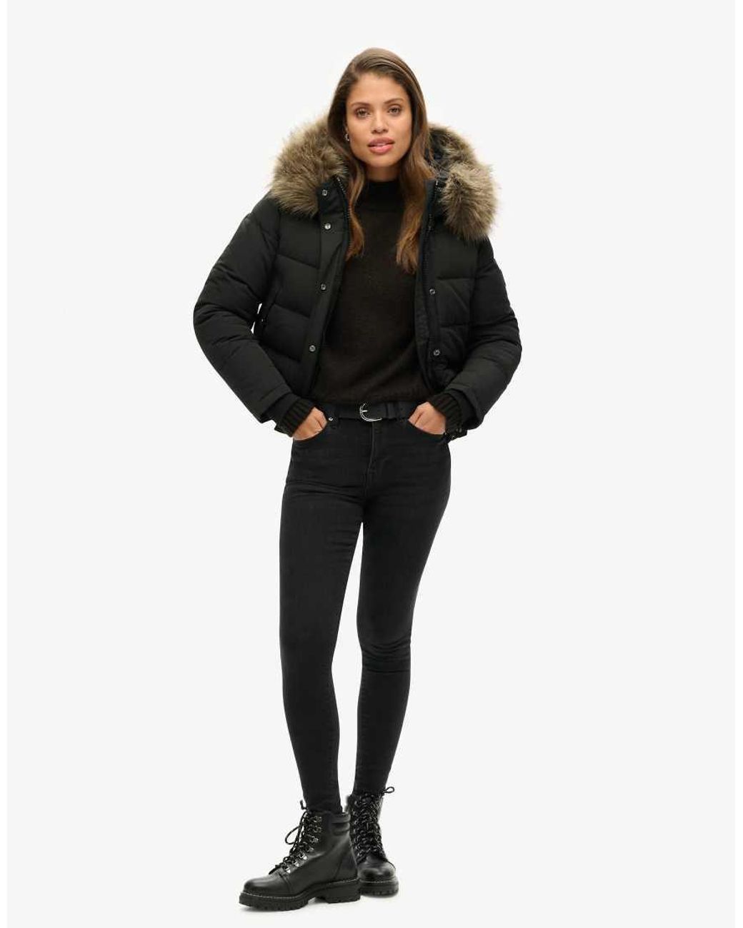 Superdry Black Everest Hooded Bomber Jacket
