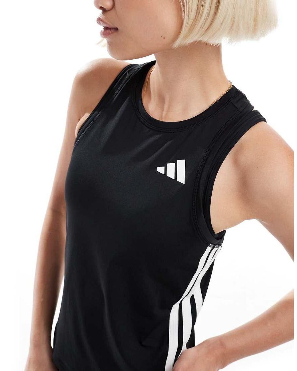 Adidas Originals Blue Adidas Training Essentials 3 Stripe Vest