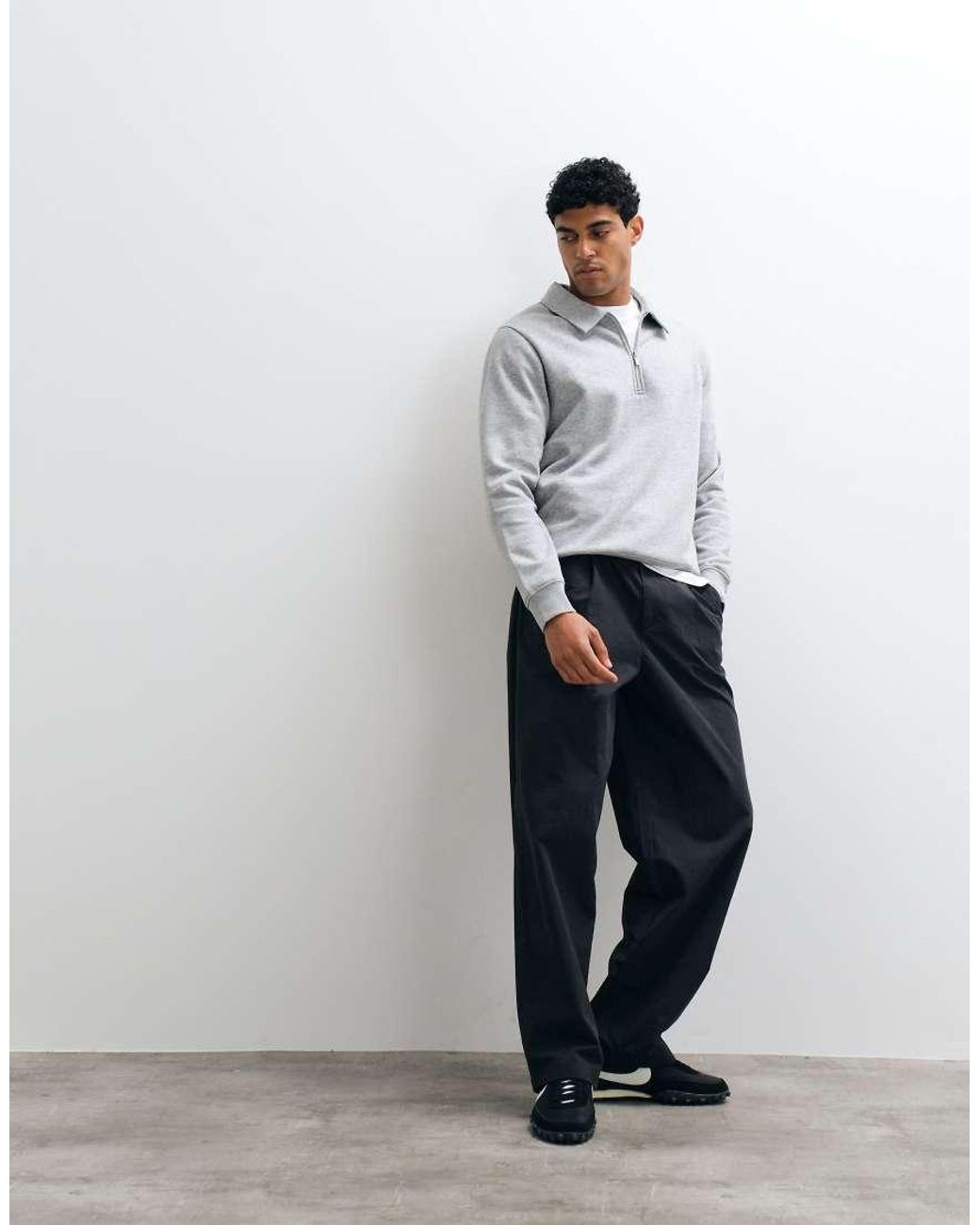 ASOS Gray Quarter Zip Sweatshirt for men