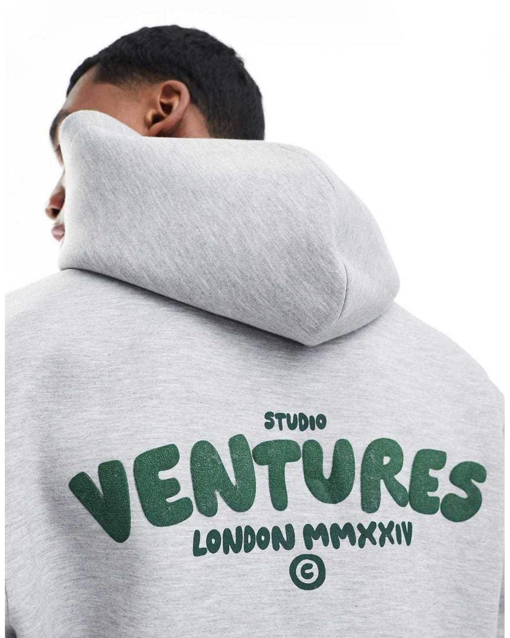 ASOS Blue Oversized Boxy Scuba-style Fabric Hoodie With Text Graphic for men
