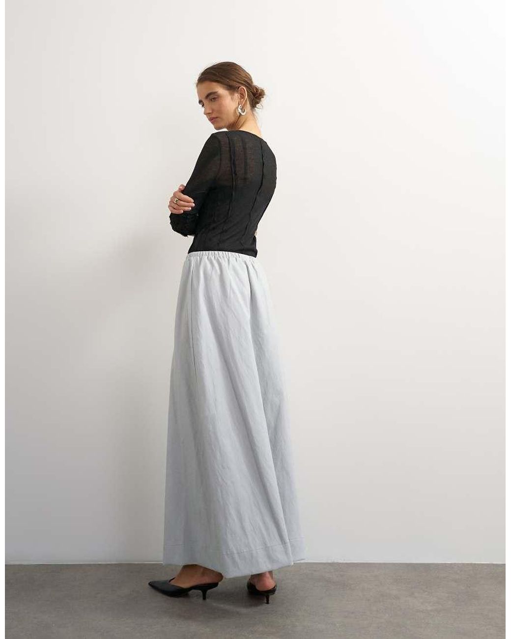 TOPSHOP Gray Faux Leather Tie Waist Slouchy Slim Maxi Skirt