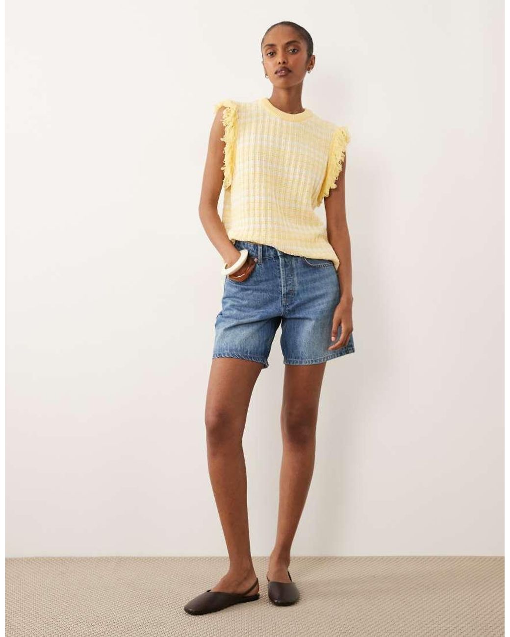 ASOS Natural Knitted Tweed Tank Jumper