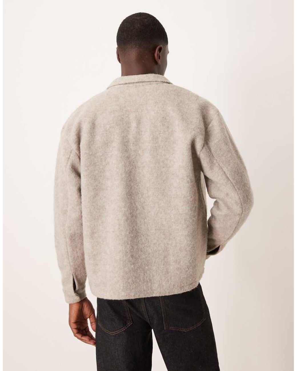 ASOS Natural Relaxed Jacket With Wool Look for men