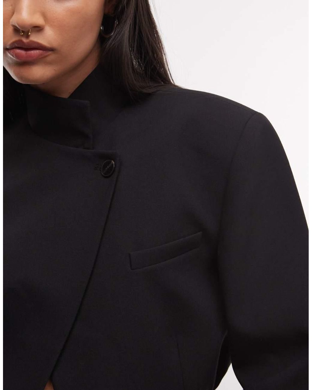 ASOS Blue Wrap Neck Crop Blazer Jacket