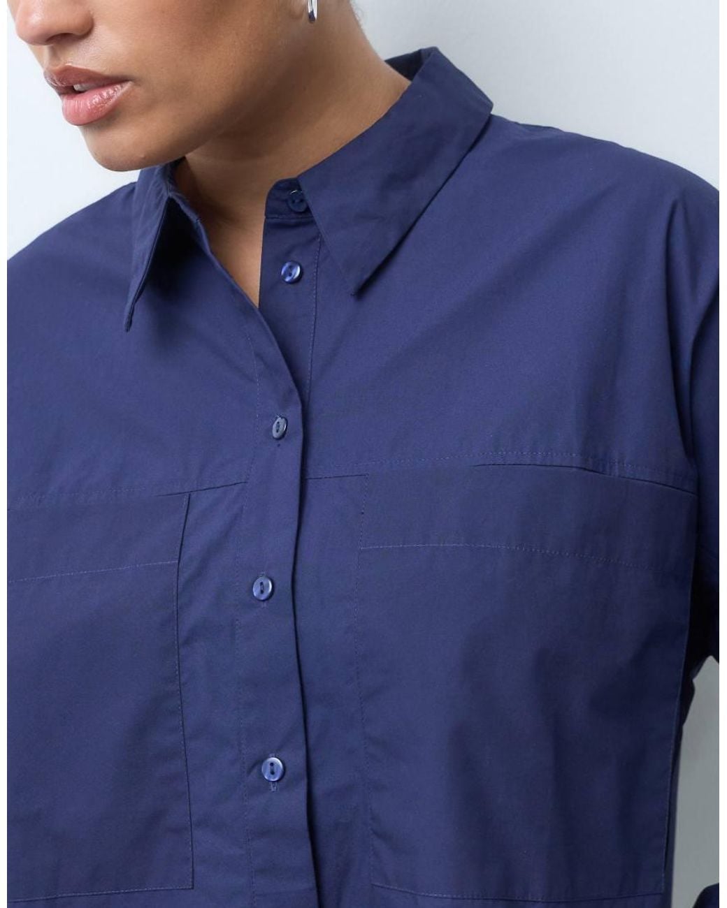 ASOS Asos Design Curve Cropped Overhemd in het Blue