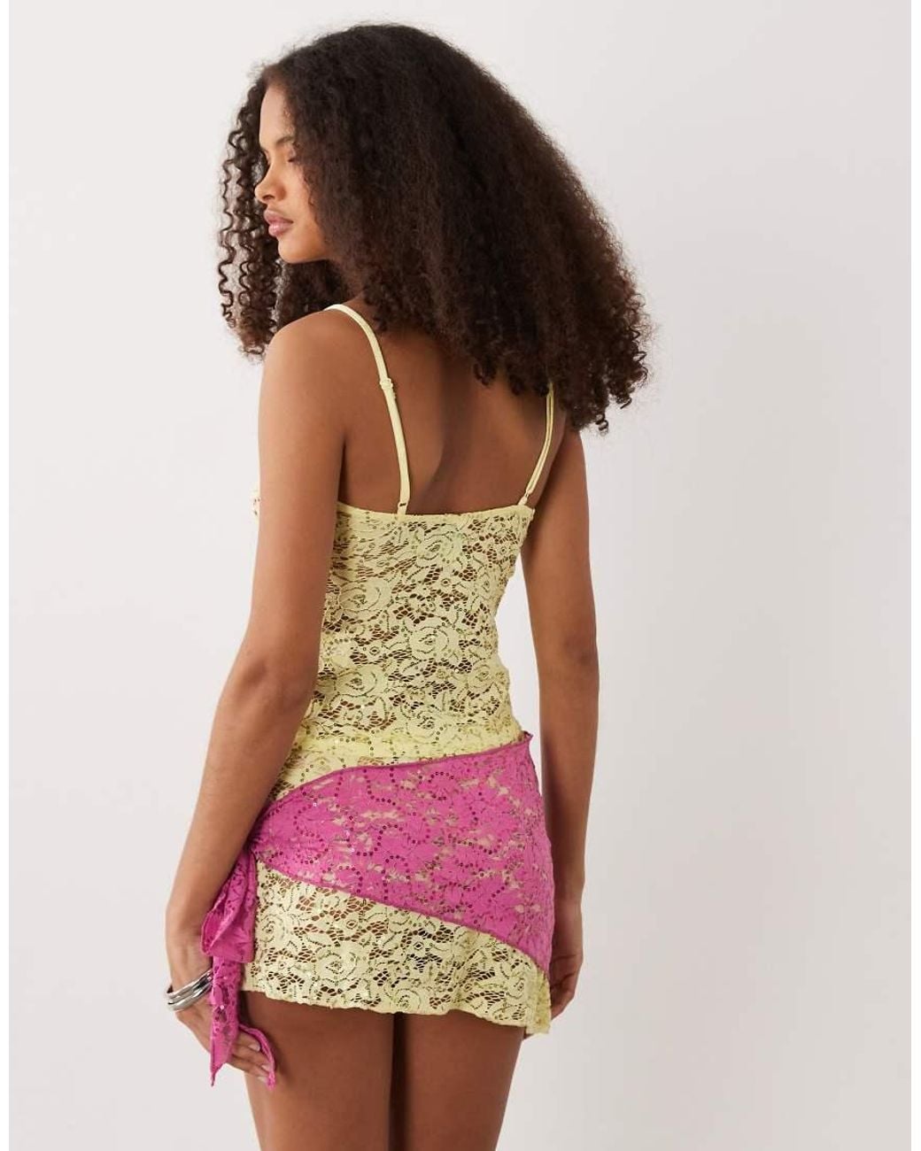Motel Pink Sirna Lace Mini Skirt With Removable Belt