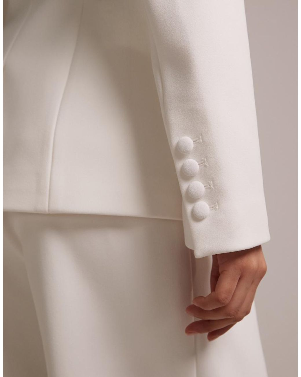 Wanderdoll Natural Charlotte Bridal Oversized Lapel Cinch Waist Blazer Co-ord