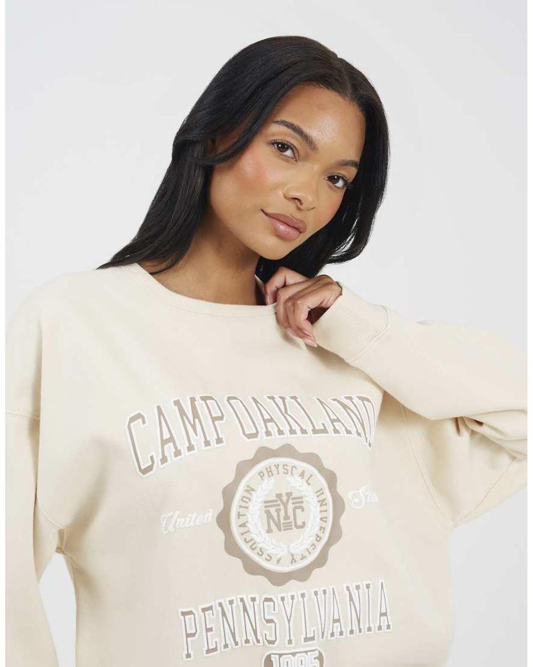 Brave Soul Natural Crew Neck Graphic Print Sweatshirt
