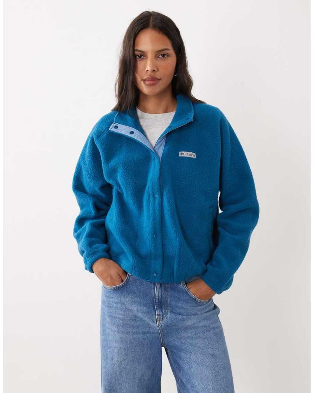 Columbia Blue Jasper Ridge Pebbled Full Snap Fleece