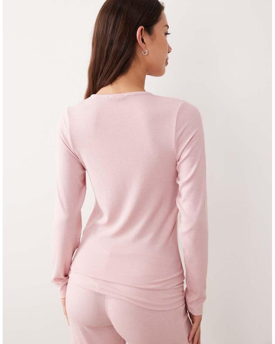 ASOS Pink Mix & Match Soft Rib Button Through Pyjama Cardigan