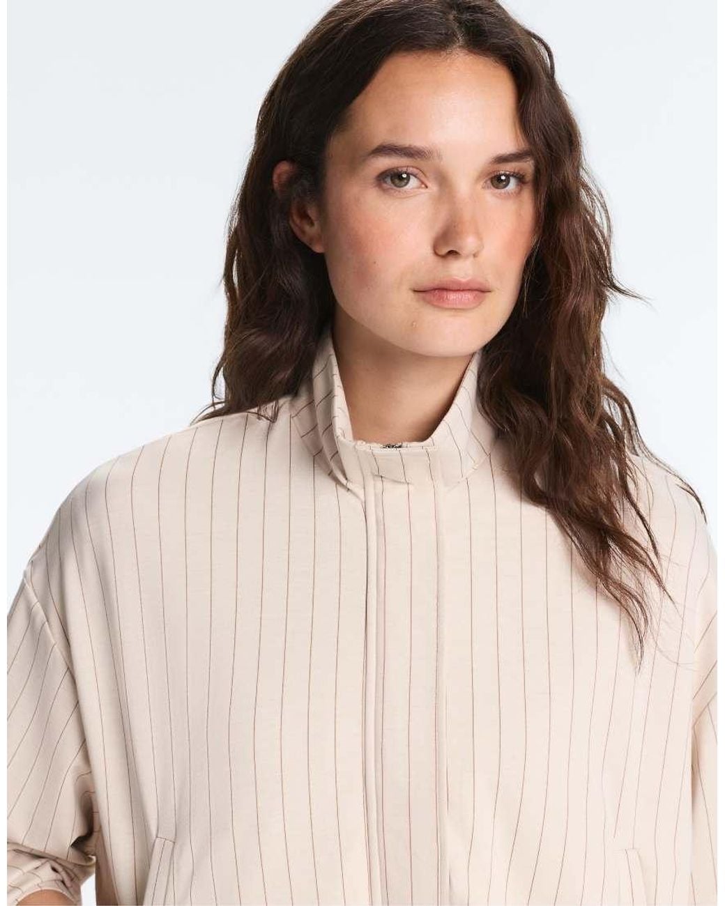 Oysho Natural Striped Jacket With Puffed Hem