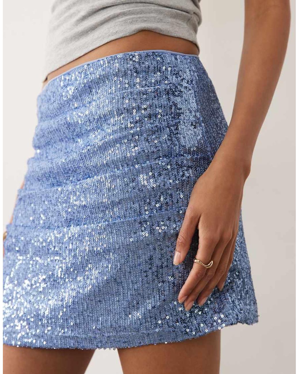 ASOS Blue Sequin Draped Mini Skirt